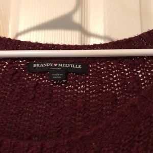 Over the shoulder burgundy sweater